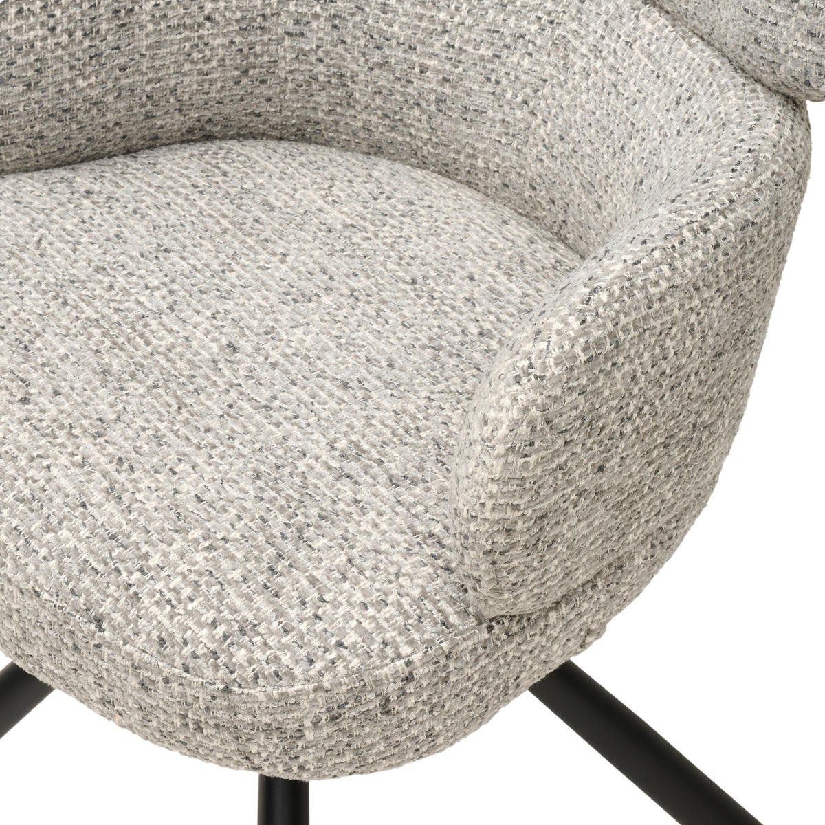 ARMLEHNSTUHL  Sitzfläche 360° drehbar Webstoff  - Hellgrau/Schwarz, MODERN, Textil/Metall (60/84/64cm) - MID.YOU