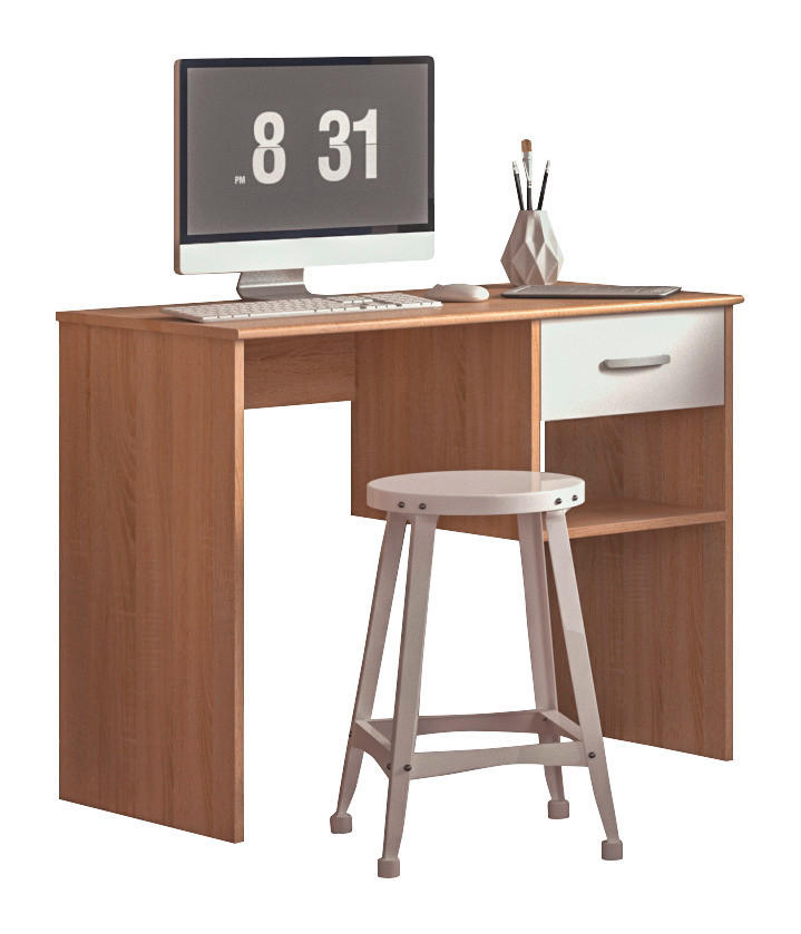 PISAĆI STOL  bijela, hrast Sonoma  drvni materijal  - bijela/hrast Sonoma, Moderno, drvni materijal (96/75/50cm) - Carryhome