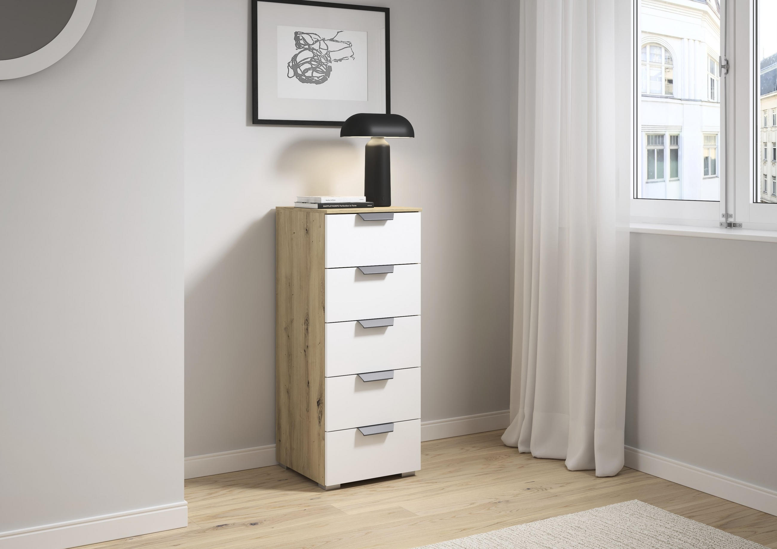 KOMMODE  in 40/100/35 cm  - Dunkelgrau/Weiß, Design, Holzwerkstoff/Metall (40/100/35cm) - Carryhome