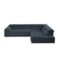 ECKSOFA in Mikrofaser Blaugrau  326/222 cm  - Chromfarben/Blaugrau, Design, Textil/Metall (326/222cm) - Beldomo Speed