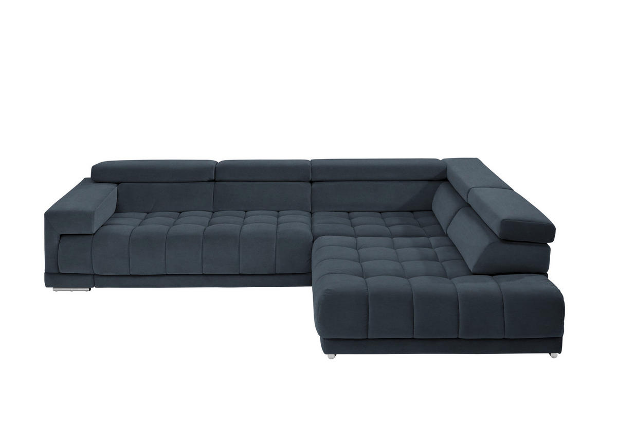 ECKSOFA in Mikrofaser Blaugrau  326/222 cm  - Chromfarben/Blaugrau, Design, Textil/Metall (326/222cm) - Beldomo Speed