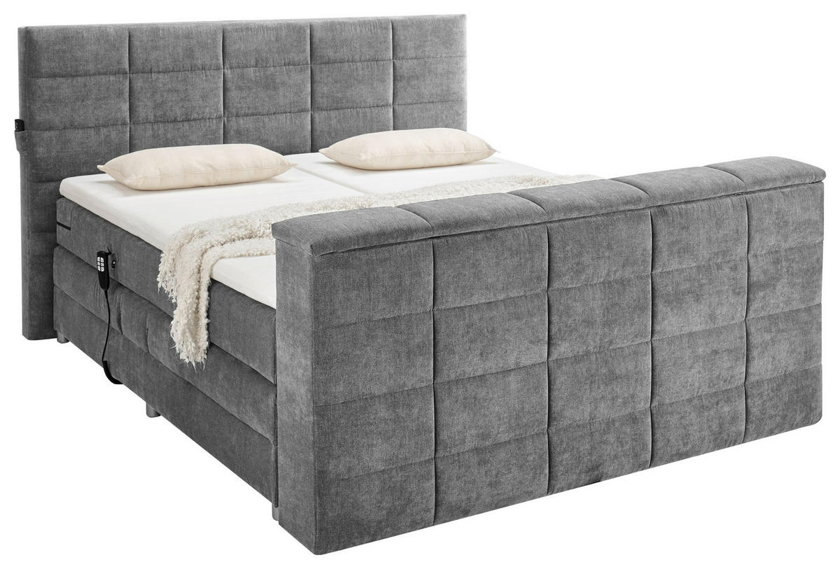 BOXSPRING-ÁGY 180/200 cm  szürke  - szürke, Konventionell, textil (180/200cm) - Carryhome
