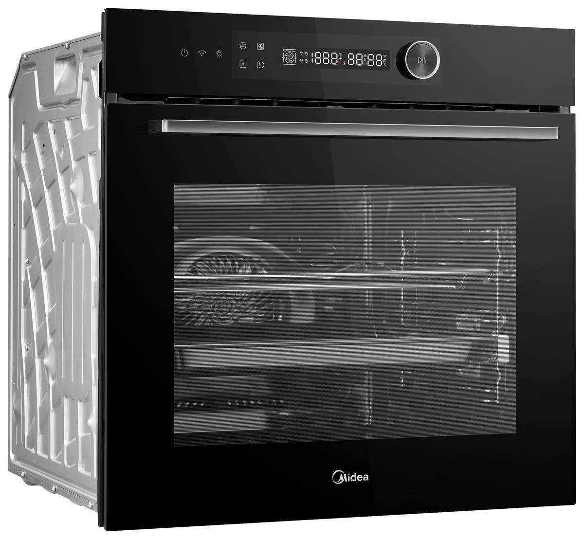 EINBAUBACKOFEN MBO7NM30E4-BK  - Schwarz, Basics, Glas/Metall (59,5/59,5/56,6cm) - Midea