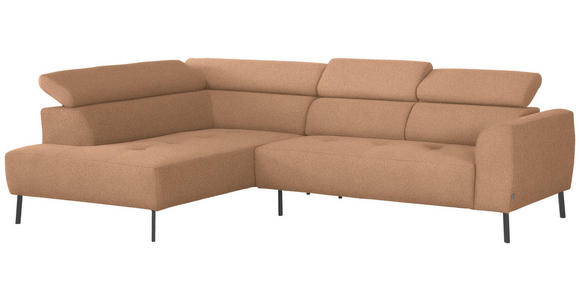 ECKSOFA  in Webstoff Rostfarben  205/280 cm  - Rostfarben/Schwarz, Design, Textil/Metall (205/280cm) - Xora