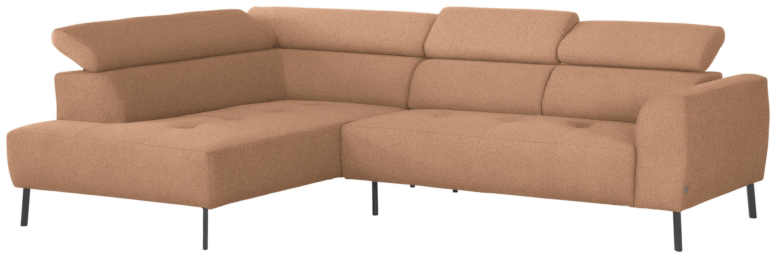ECKSOFA in Webstoff Rostfarben  205/280 cm  - Rostfarben/Schwarz, Design, Textil/Metall (205/280cm) - Xora