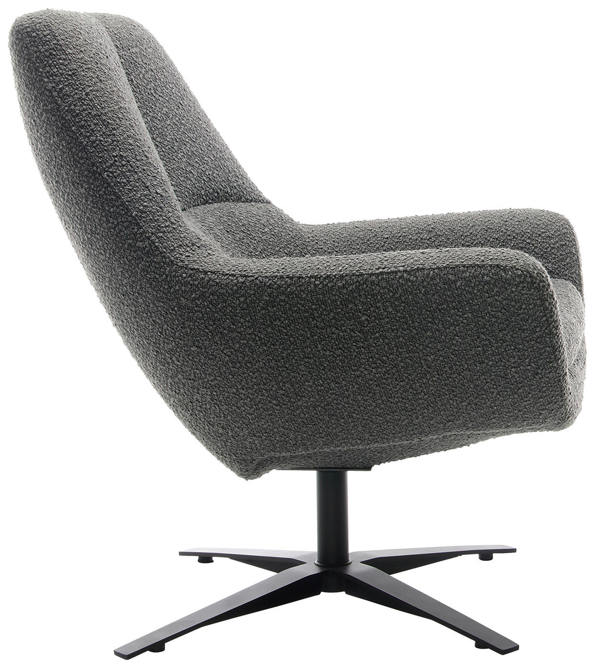 SESSEL BE ORGANIC Bouclé Anthrazit    - Anthrazit/Schwarz, MODERN, Textil/Metall (81/92/83cm) - Trendmanufaktur