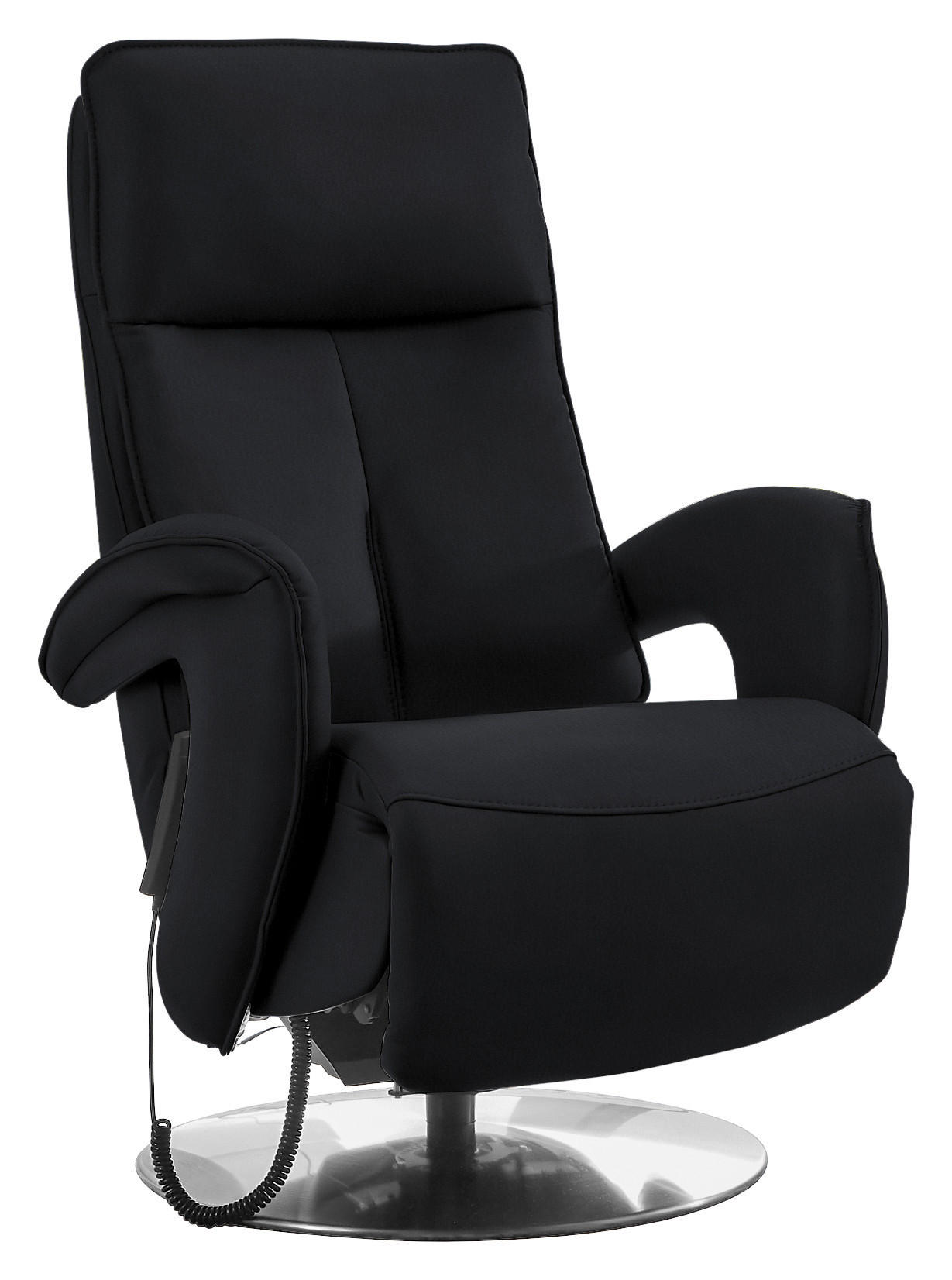 RELAXSESSEL in Leder Anthrazit  - Chromfarben/Anthrazit, Design, Leder/Metall (77/110/87cm) - Valdera