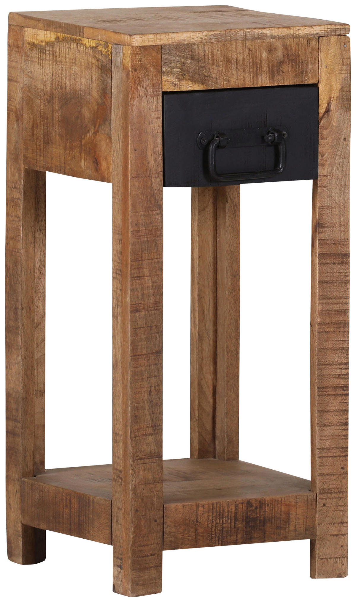 BEISTELLTISCH 27,5/27,5/60 cm Mangoholz massiv Braun, Schwarz quadratisch  - Schwarz/Braun, LIFESTYLE, Holz (27,5/27,5/60cm) - Landscape