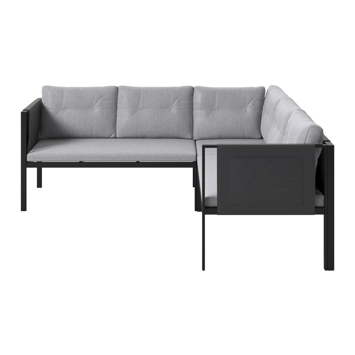 LOUNGEGARNITUR 5-teilig  186,5/186,5 cm  Eisen  - Schwarz/Grau, MODERN, Textil/Metall (186,5/186,5cm) - Beldano