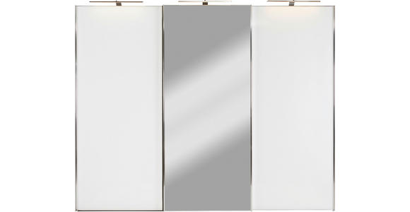 Schwebetürenschrank mit Spiegel 298cm Sonate Rom, Weiß Dekor - Weiß, MODERN, Holz/Holzwerkstoff (298/240/68cm) - Luca Bessoni