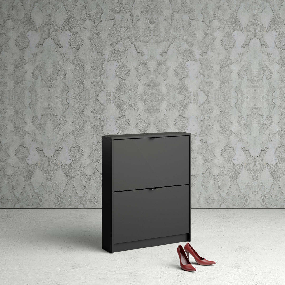 SKOSKÅP  i 70,3/85,2/16,55 cm  - aluminiumfärgad/svart, Design, metall/trämaterial (70,3/85,2/16,55cm) - Best Price
