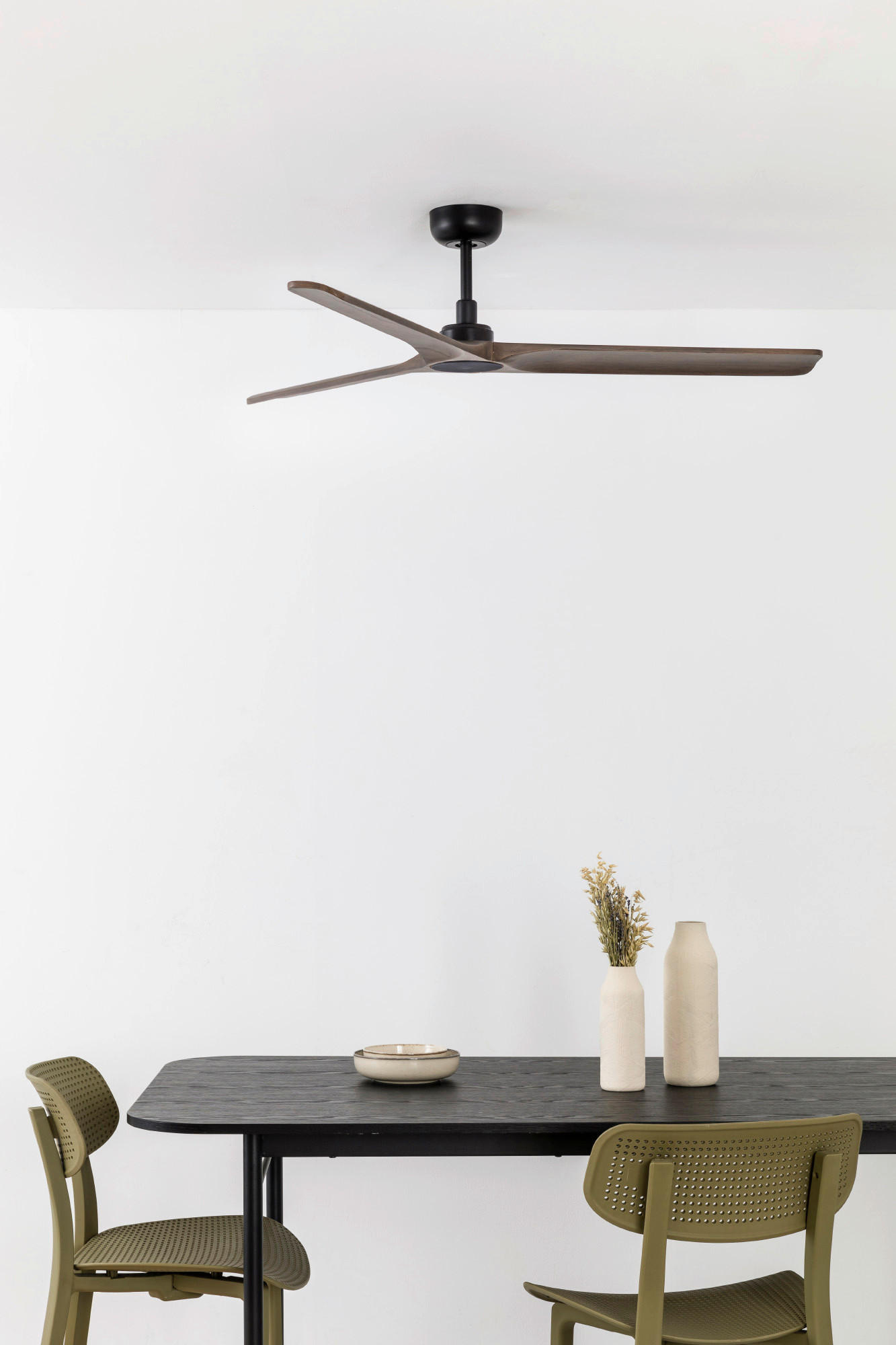 DECKENVENTILATOR - Walnussfarben/Schwarz, Natur, Holz/Metall (132/24.3cm)