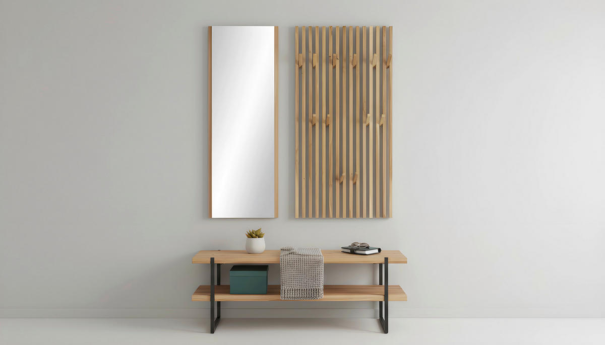 BOTNÍK S LAVICÍ, 120/45/40 cm - barvy dubu, Natur, kov/dřevo (120/45/40cm) - Linea Natura