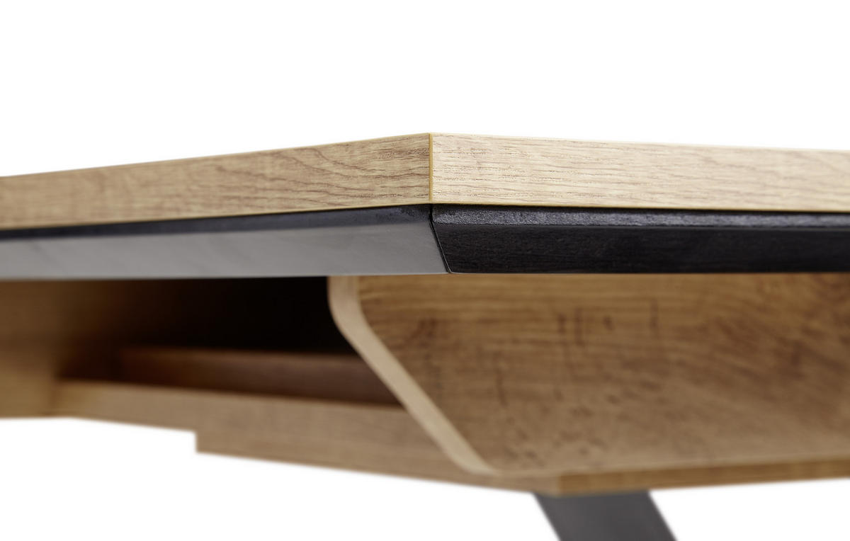 ESSTISCH Eichefarben, Schwarz rechteckig  in verschiedenen Größen erhältlich, ausziehbar  - Eichefarben/Schwarz, Design, Holzwerkstoff (130-170/85/75,5cm) - Cantus