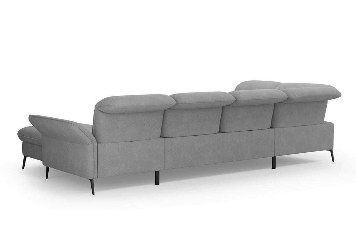 WOHNLANDSCHAFT in Flachgewebe Grau  - Schwarz/Grau, Konventionell, Textil/Metall (231/359/198cm) - Sit & More