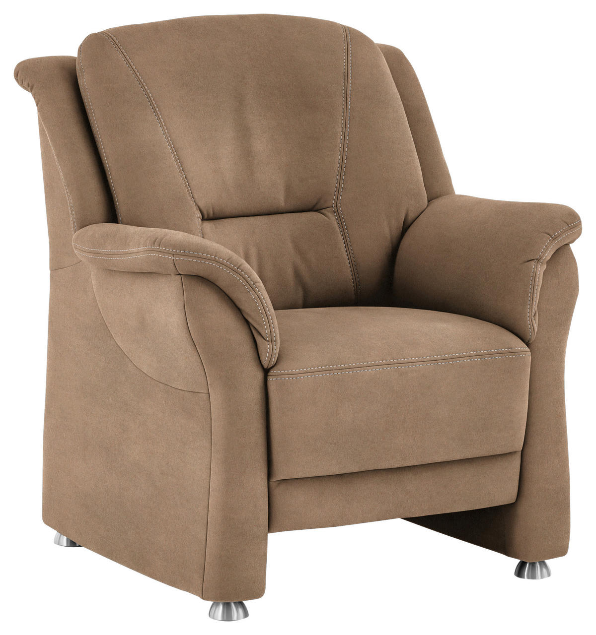 SESSEL in Mikrofaser Beige  - Beige/Alufarben, Konventionell, Textil/Metall (90/100/89cm) - Beldomo Comfort