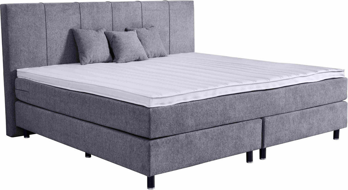 BOXSPRINGBETT 200/200 cm  in Dunkelgrau  - Dunkelgrau/Schwarz, Lifestyle, Holz/Textil (200/200cm) - home24