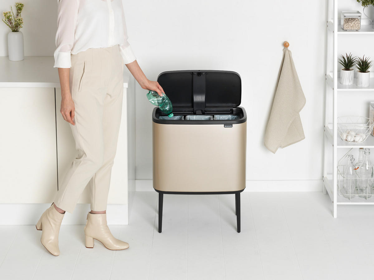 KOŠ ZA SMETI - zlate barve, Basics, umetna masa (54/68/31.5cm) - Brabantia