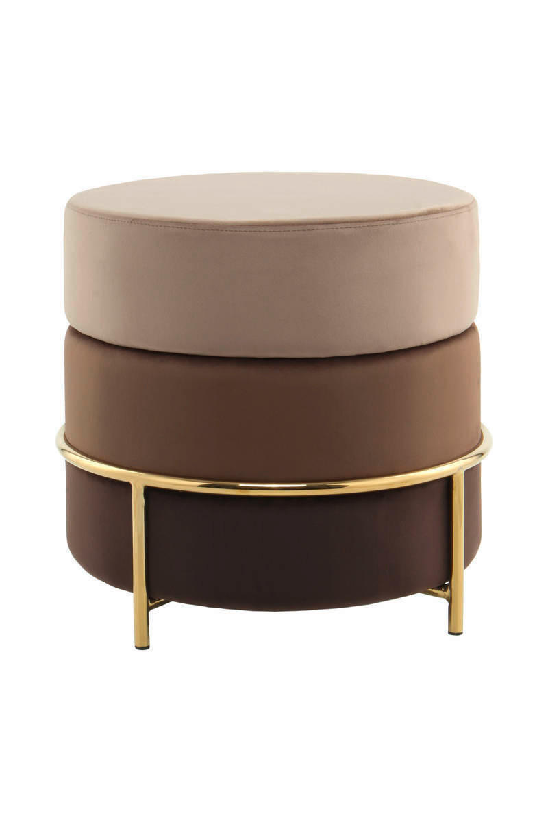 HOCKER in Metall, Textil, Holzwerkstoff Braun, Goldfarben  - Goldfarben/Braun, Basics, Holzwerkstoff/Textil (48,5/46/48,5cm) - Kayoom