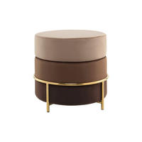 HOCKER in Metall, Textil, Holzwerkstoff Braun, Goldfarben  - Goldfarben/Braun, Basics, Holzwerkstoff/Textil (48,5/46/48,5cm) - Kayoom