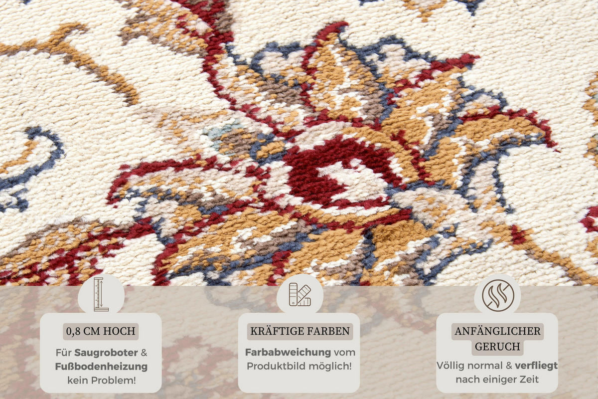 FLACHWEBETEPPICH 120/170 cm Luxor Creme, Rot  - Rot/Creme, Design, Kunststoff/Textil (120/170cm)