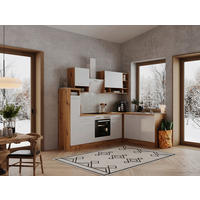 ECKKÜCHE 250/172 cm  in Eichefarben, Weiss  - Weiss/Eichefarben, Basics, Holzwerkstoff/Metall (250/172cm) - Respekta
