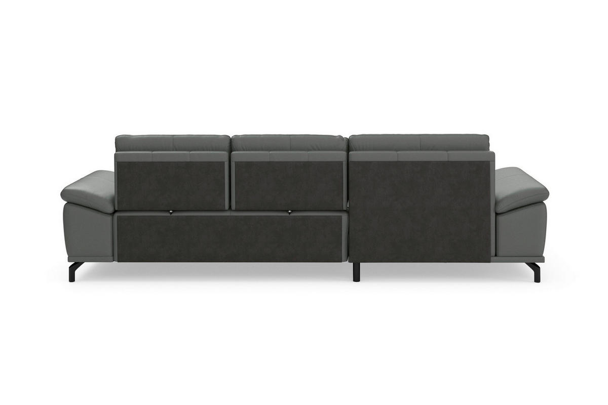ROHOVÁ SEDAČKA, koža, antracitová - čierna/antracitová, Basics, kov/koža (176/301cm) - Sit & More