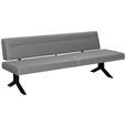 SITZBANK 220/87/70-86 cm Samt Hellgrau  - Hellgrau/Schwarz, KONVENTIONELL, Textil/Metall (220/87/70-86cm) - Moderano
