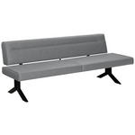 SITZBANK 220/87/70-86 cm Samt Hellgrau  - Hellgrau/Schwarz, KONVENTIONELL, Textil/Metall (220/87/70-86cm) - Moderano