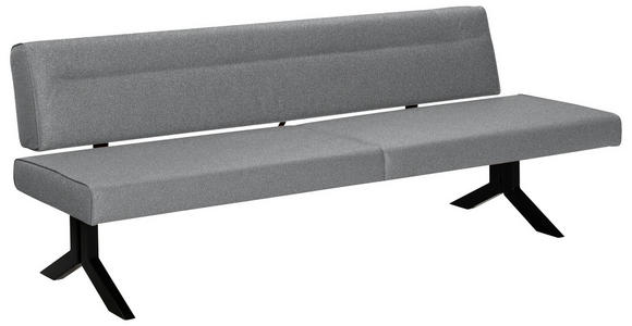 SITZBANK 220/87/70-86 cm Samt Hellgrau  - Hellgrau/Schwarz, KONVENTIONELL, Textil/Metall (220/87/70-86cm) - Moderano