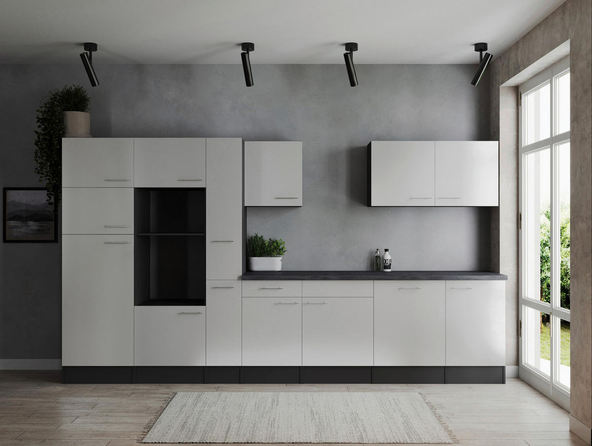 MODULKÖK UTAN VITVAROR 370 cm   i grå, vit  - vit/silver, Design, metall/trämaterial (370cm) - Respekta