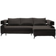 ECKSOFA in Chenille Dunkelbraun  - Dunkelbraun/Schwarz, KONVENTIONELL, Textil/Metall (265/184cm) - Hom`in