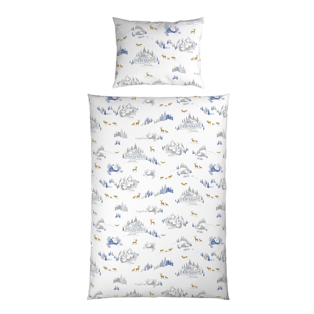 BETTWÄSCHE 2-teilig Flanell 140/200 cm  - Blau/Goldfarben, Design, Textil (140/200cm) - X-Mas
