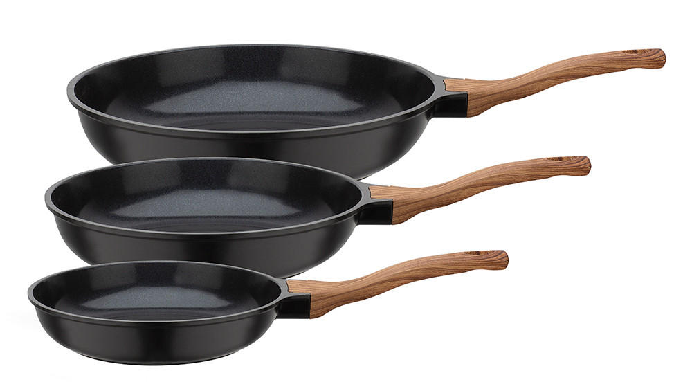 PFANNENSET NATURAL FIT 3-teilig  - Schwarz, Basics, Metall - GSW