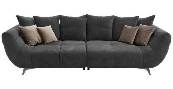 BIGSOFA in Webstoff Schwarz - Edelstahlfarben/Schwarz, Design, Textil/Metall (300/79/133cm) - Hom`in