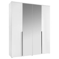 DREHTÜRENSCHRANK 180/225/52 cm,  in Weiß, 4-türig  - Schwarz/Weiß, MODERN, Glas/Holzwerkstoff (180/225/52cm) - MID.YOU