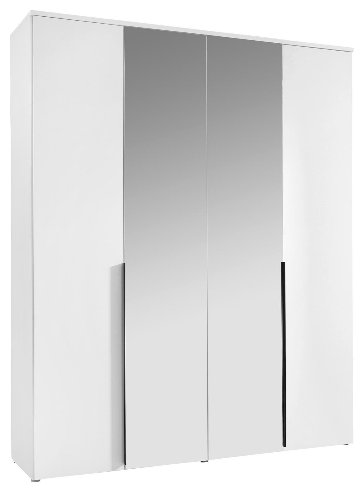 DREHTÜRENSCHRANK 180/225/52 cm,  in Weiß, 4-türig  - Schwarz/Weiß, MODERN, Glas/Holzwerkstoff (180/225/52cm) - MID.YOU