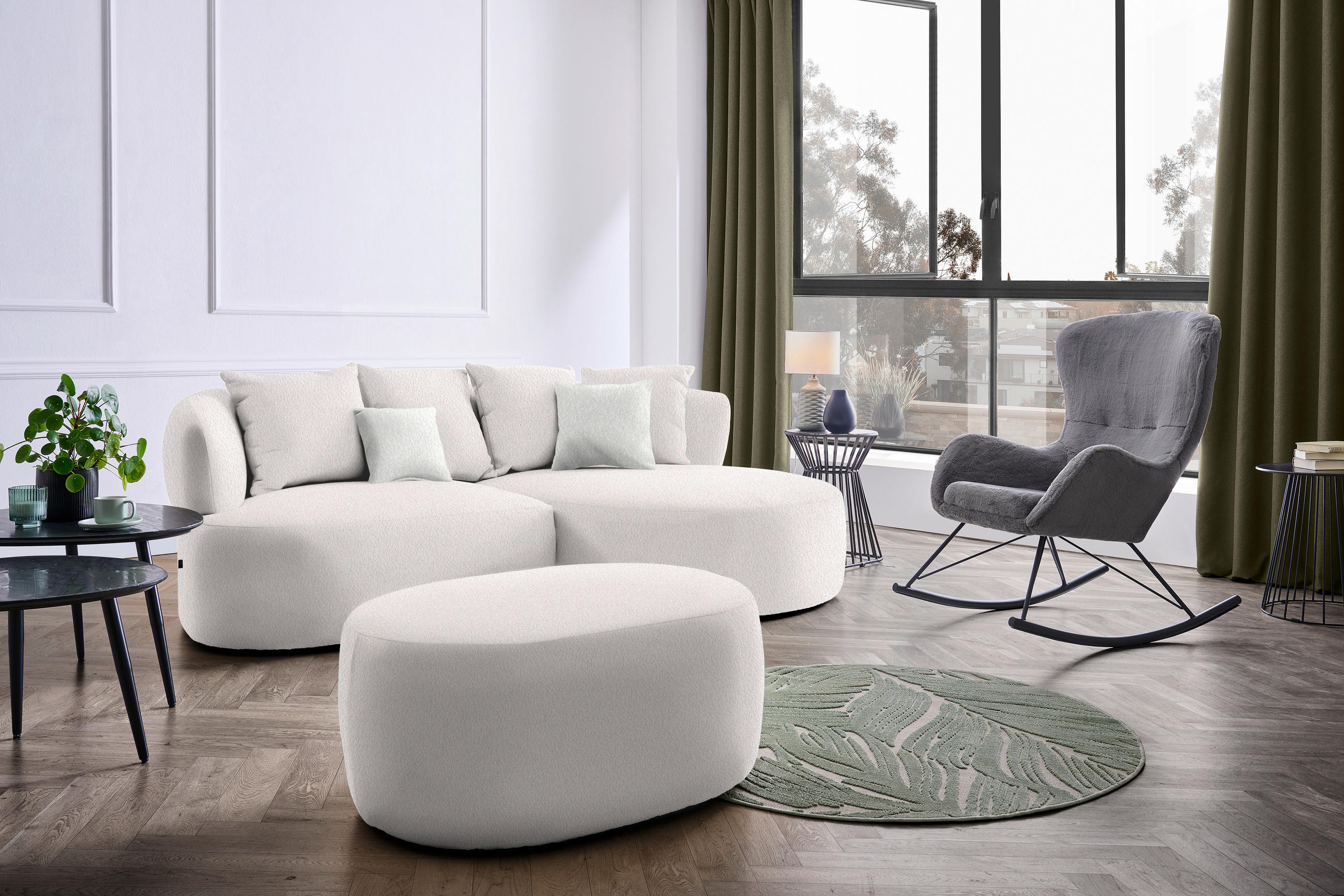 ECKSOFA in Bouclé Hellrosa  235/166 cm  - Sandfarben/Hellrosa, MODERN, Kunststoff/Textil (235/166cm) - Hom`in