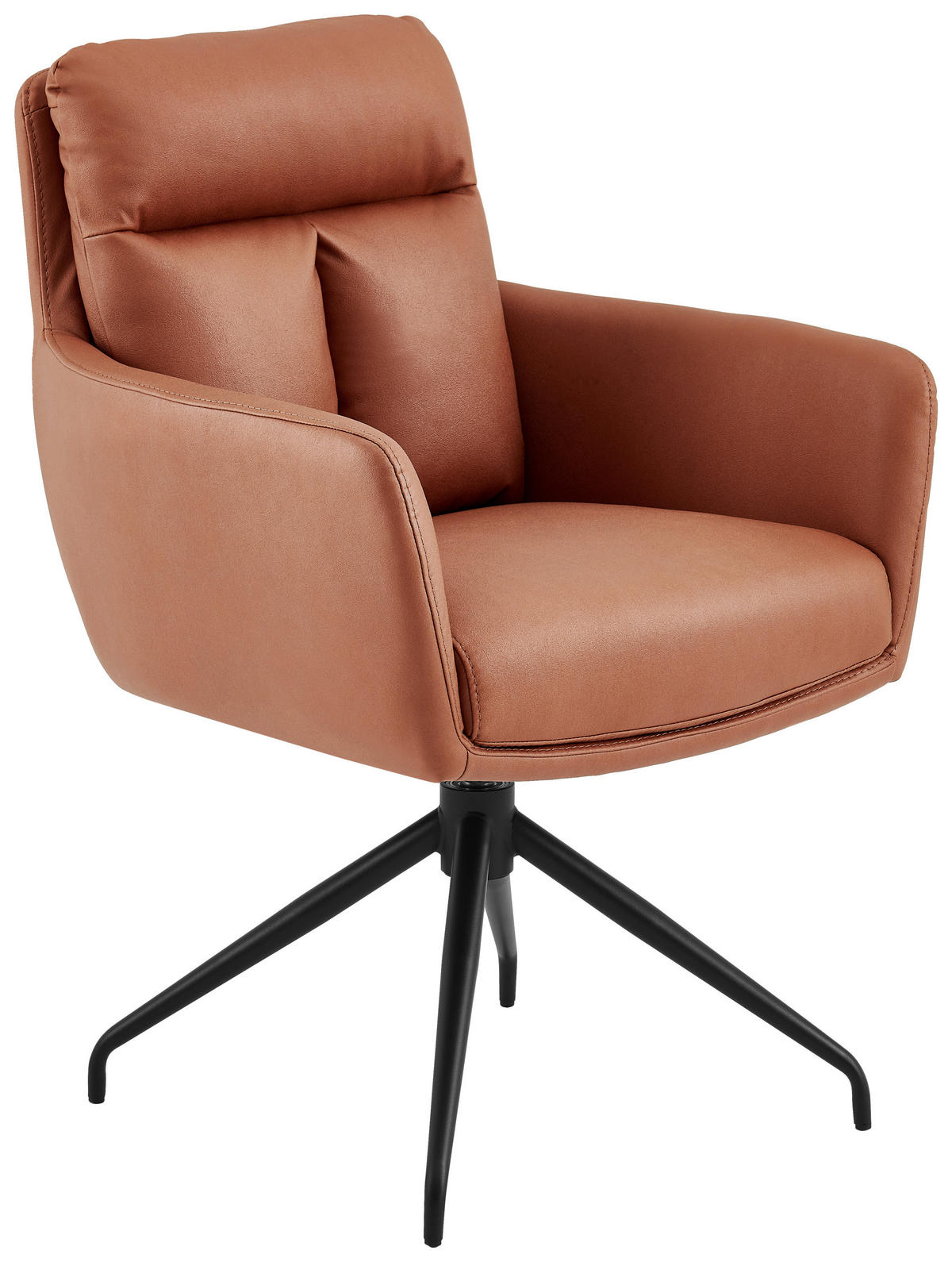 ARMLEHNSTUHL  in Eisen Mikrofaser  - Cognac/Schwarz, Design, Textil/Metall (62/89,5/65cm) - Novel