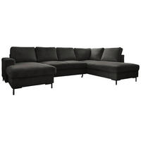 WOHNLANDSCHAFT Grau Cord  - Schwarz/Grau, Design, Textil/Metall (148/303/197cm) - MID.YOU