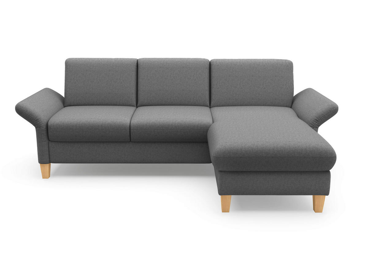 ECKSOFA ROCHELLE E Dunkelgrau Flachgewebe  - Eichefarben/Dunkelgrau, KONVENTIONELL, Holz/Textil (251/164cm) - Sit & More