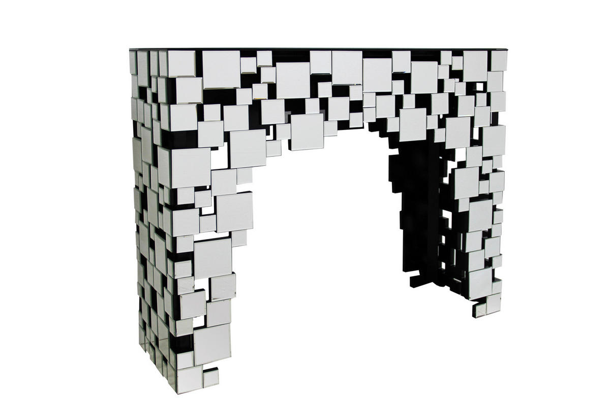 KONSOLENTISCH Silberfarben  - Silberfarben, Design, Glas/Holzwerkstoff (111/35,5/91cm) - Livetastic