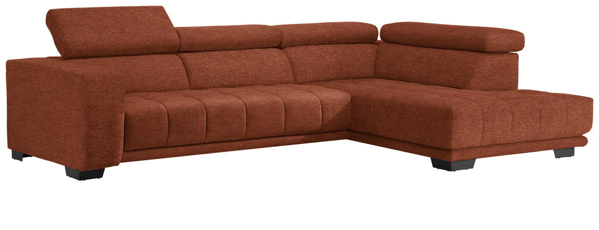 ECKSOFA in Mikrofaser Rostfarben  - Rostfarben/Schwarz, Design, Textil/Metall (301/207cm) - Xora