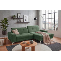 ECKSOFA Mikrovelours Dunkelgrün  - Kaschmir/Dunkelgrün, Design, Kunststoff/Textil (328/182cm) - MID.YOU