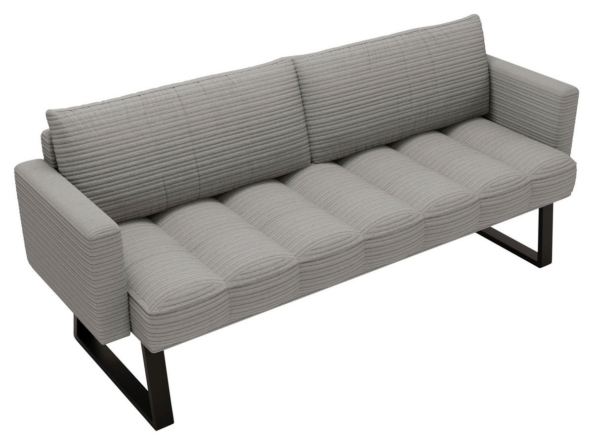 SITZBANK 200/88/69 cm Struktur Grau Metall  - Schwarz/Grau, Design, Textil/Metall (200/88/69cm) - Valdera