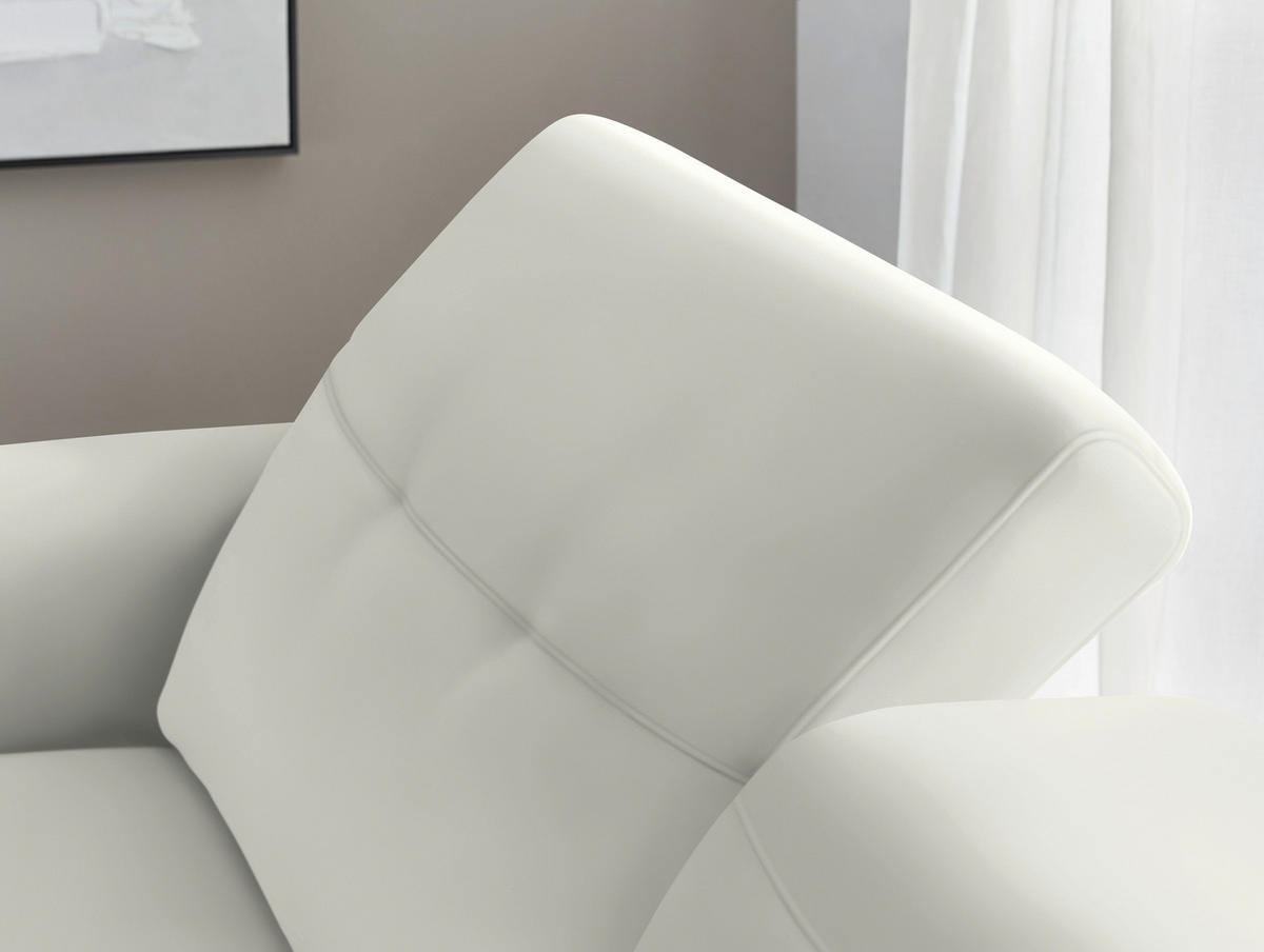 ECKSOFA in Echtleder Weiß  163/305 cm  - Eichefarben/Schwarz, Design, Leder/Holz (163/305cm) - Novel