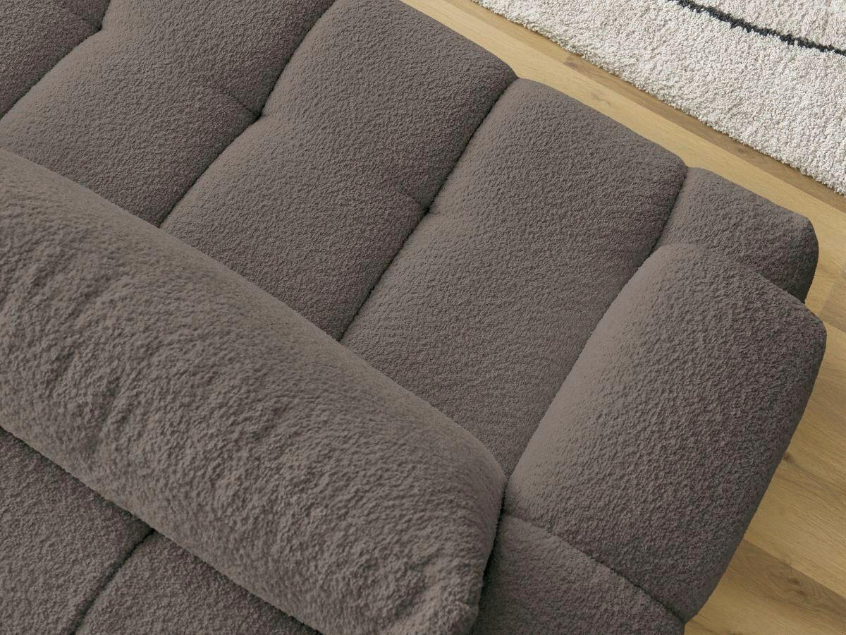 SCHLAFSOFA FUJI Bouclé Taupe  inkl.  - Taupe/Schwarz, MODERN, Kunststoff/Textil (251/113/88cm)