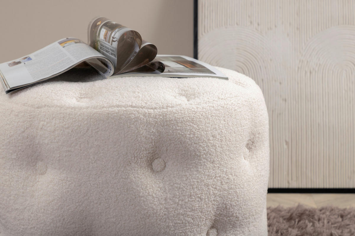 POUF Uni Weiß 55/44/55 cm  - Weiß, Design, Kunststoff/Textil (55/44/55cm) - Livetastic