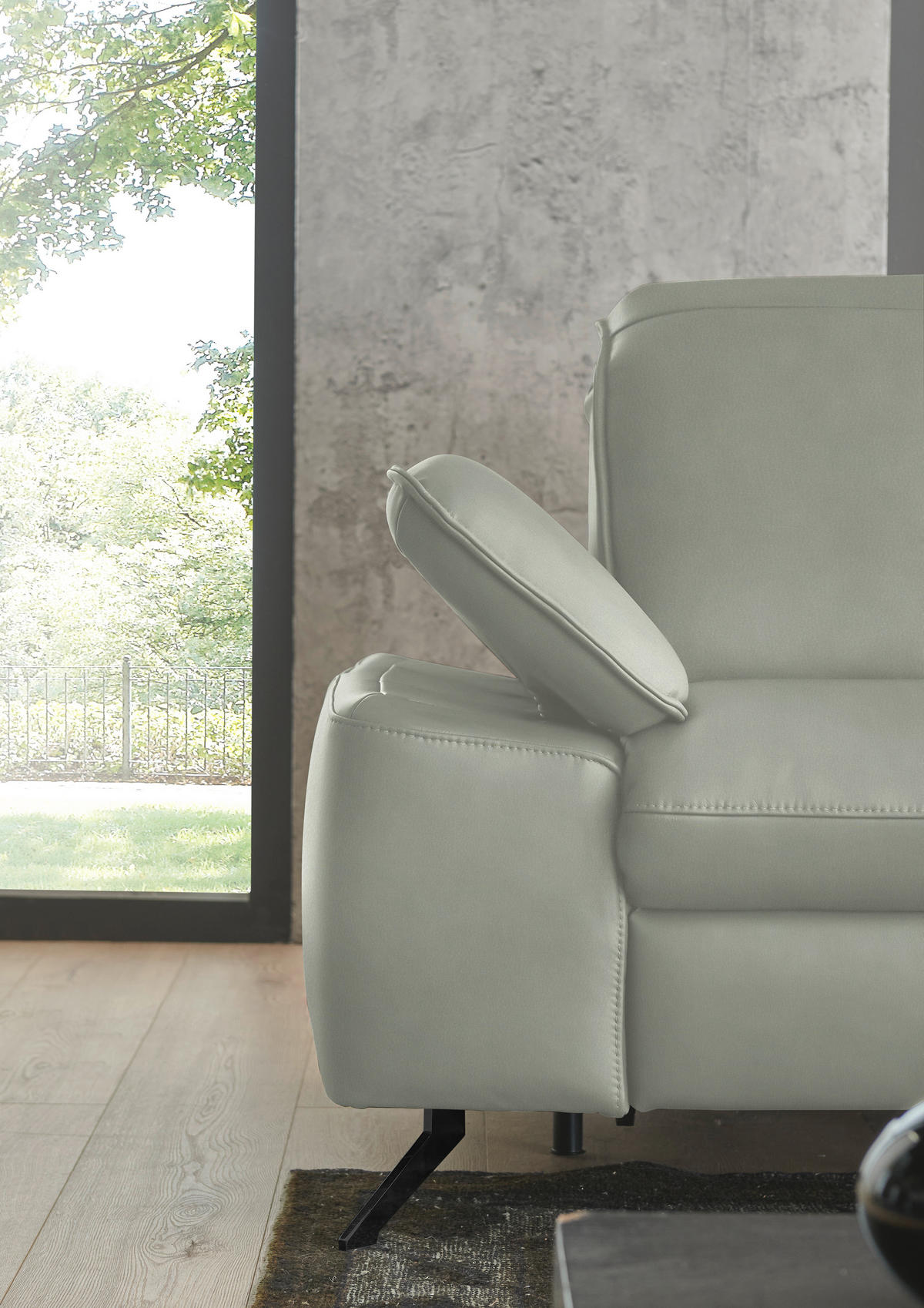 ECKSOFA  Echtleder Silberfarben  - Silberfarben/Schwarz, Design, Leder/Metall (307/169cm) - Beldomo Premium