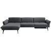 ECKSOFA in Echtleder Dunkelgrau  - Dunkelgrau/Anthrazit, Design, Leder/Metall (173/308cm) - Joop!